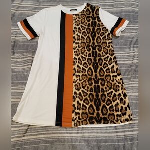 SHEIN Leopard and Orange Contrast Top